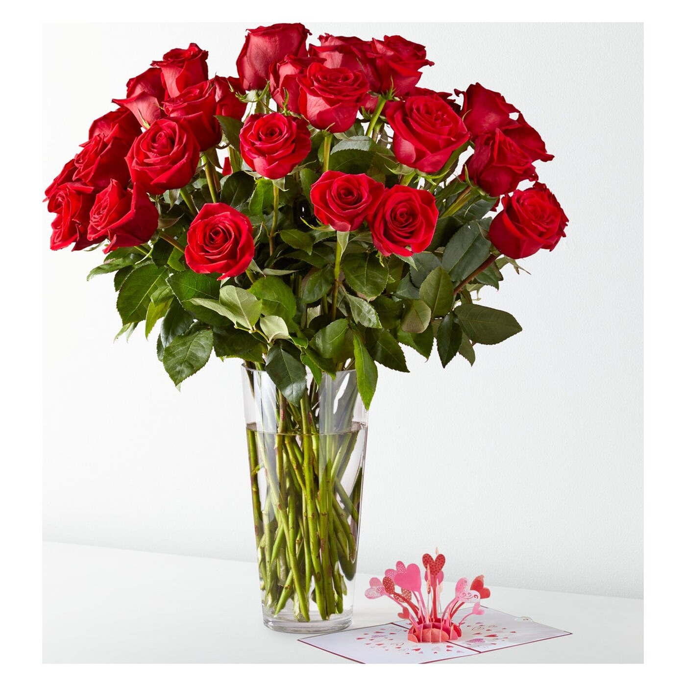 Long Stem Red Rose Bouquet & Lovepop® Pop-Up Card arrangement option 3