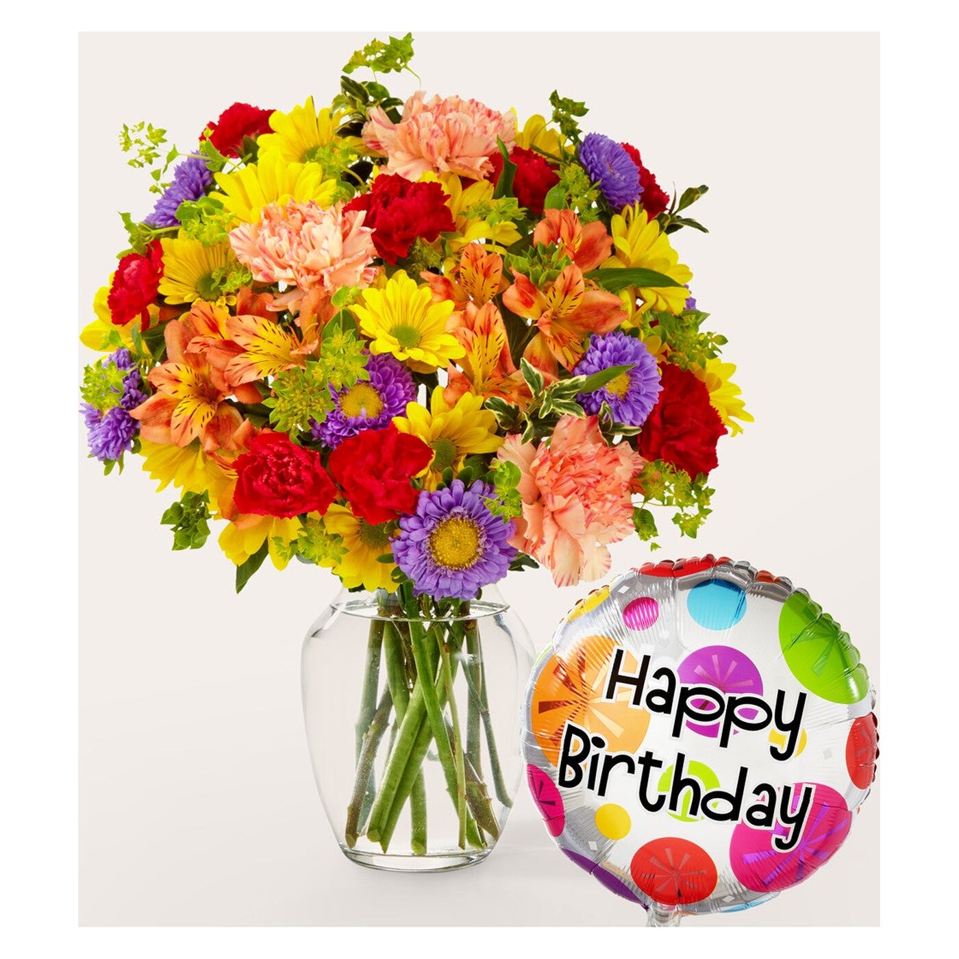 Kaleidoscope Bouquet with Birthday Balloon arrangement option 3