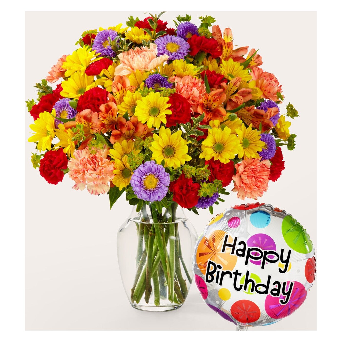 Kaleidoscope Bouquet with Birthday Balloon arrangement option 4