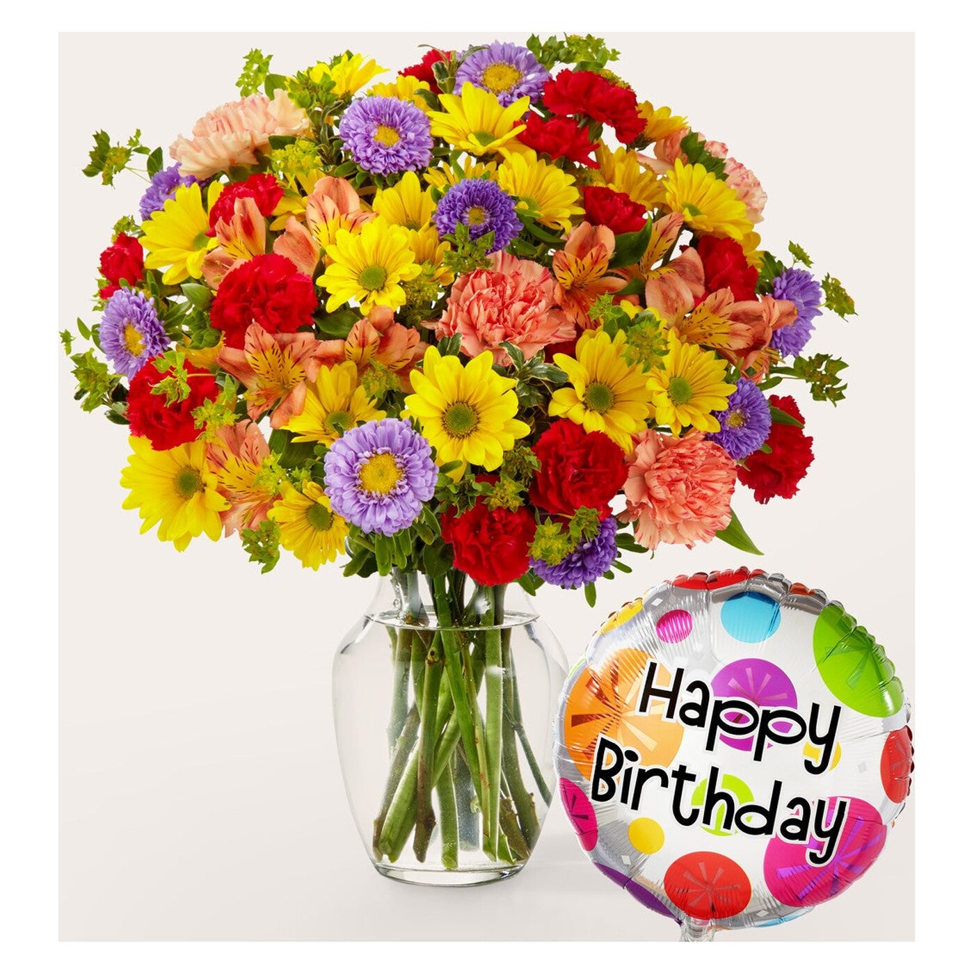 Kaleidoscope Bouquet with Birthday Balloon arrangement option 2