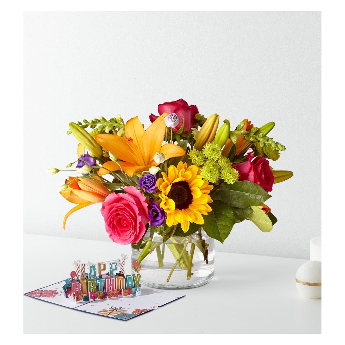 Best Day Bouquet & Lovepop® Birthday Pop-Up Card arrangement option 2
