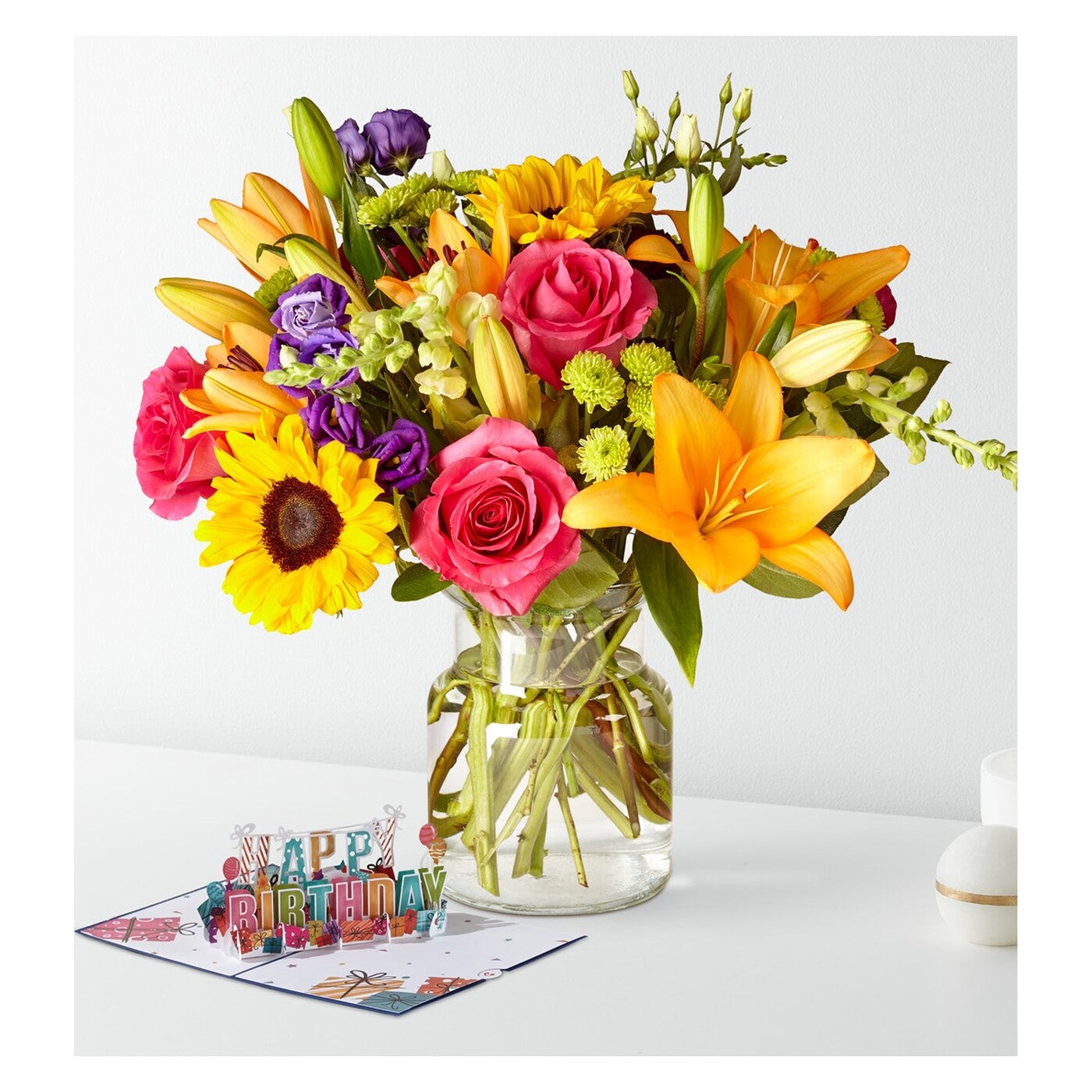 Best Day Bouquet & Lovepop® Birthday Pop-Up Card arrangement option 3