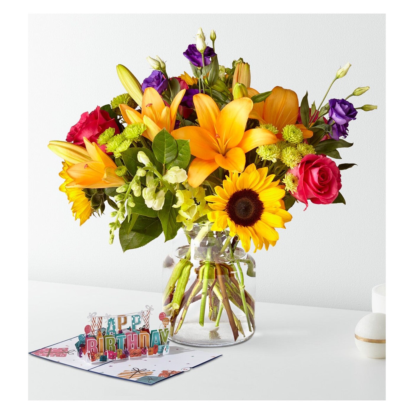 Best Day Bouquet & Lovepop® Birthday Pop-Up Card arrangement option 4