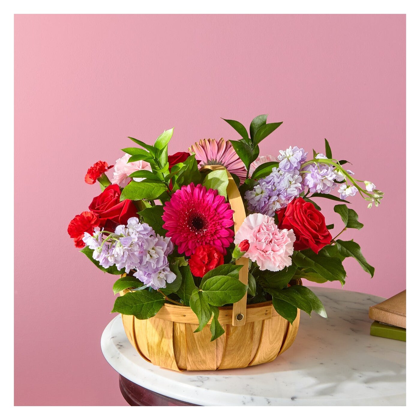 Pink Picnic Basket arrangement option 3