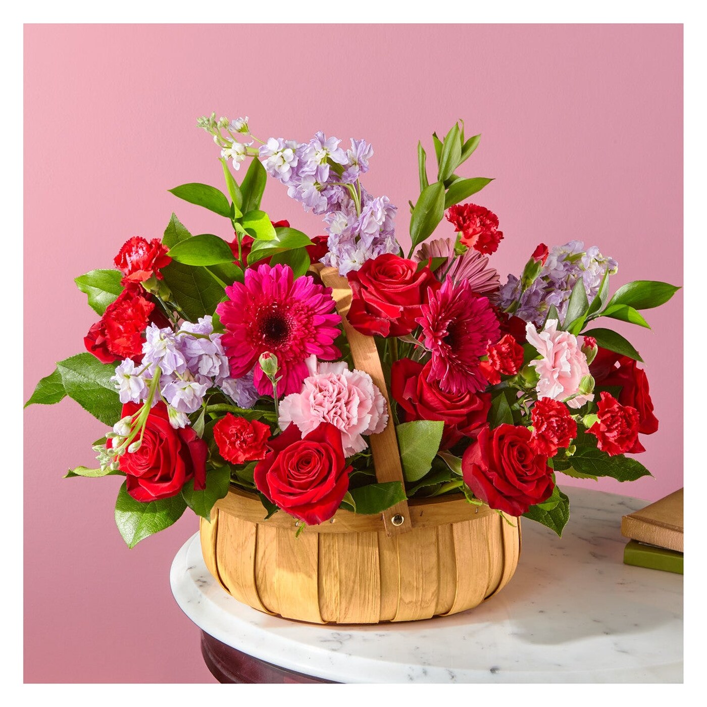 Pink Picnic Basket arrangement option 2