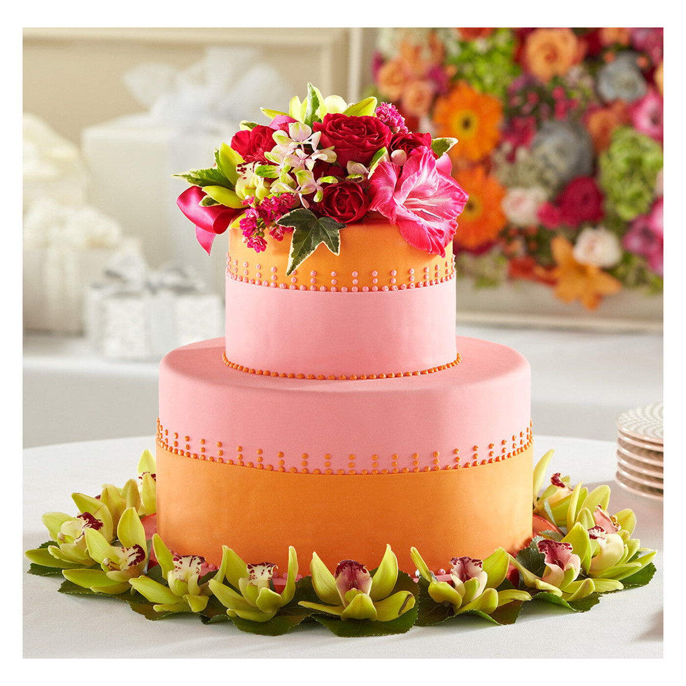 Sweet Citrus Cake Decor flower arrangement