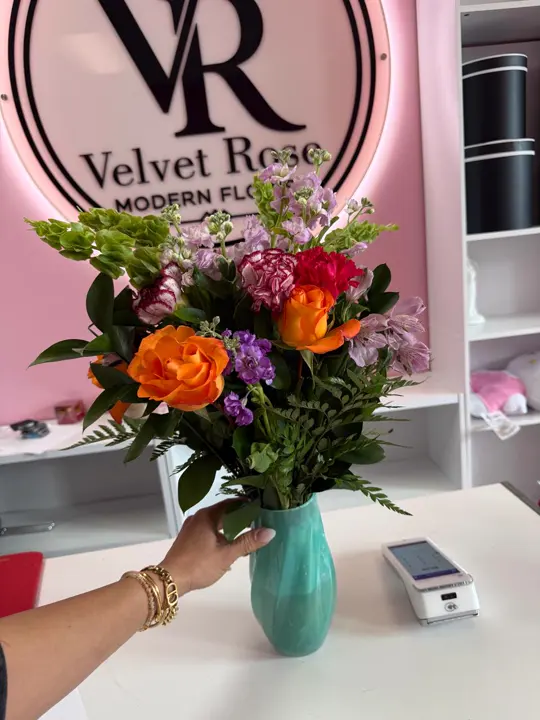 Colorful mixed roses prepared inside Velvet Rose