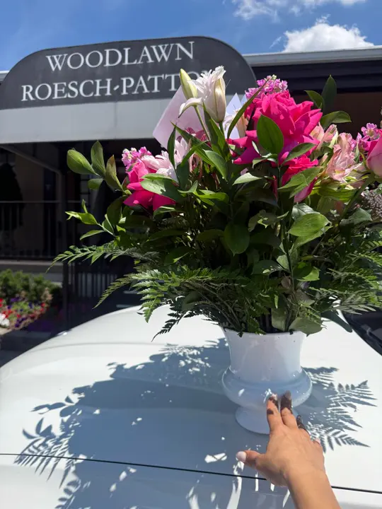 Pink sympathy bouquet delivered to Woodlawn Roesch Patton