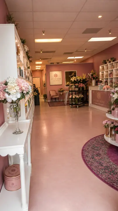 Long view of the Velvet Rose floral boutique