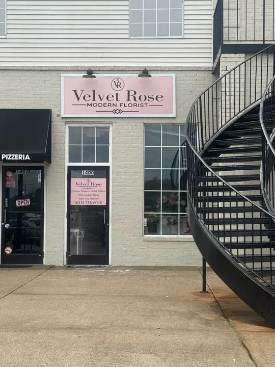 Velvet Rose storefront exterior with sign and entrance